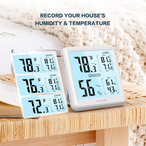 DOQAUS digital hygrometer humidity readout helps monitor moisture levels
