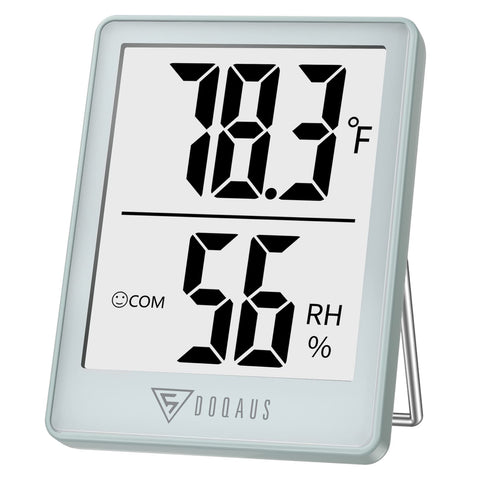 DOQAUS digital hygrometer with indoor thermometer shows fast room temperature readings
