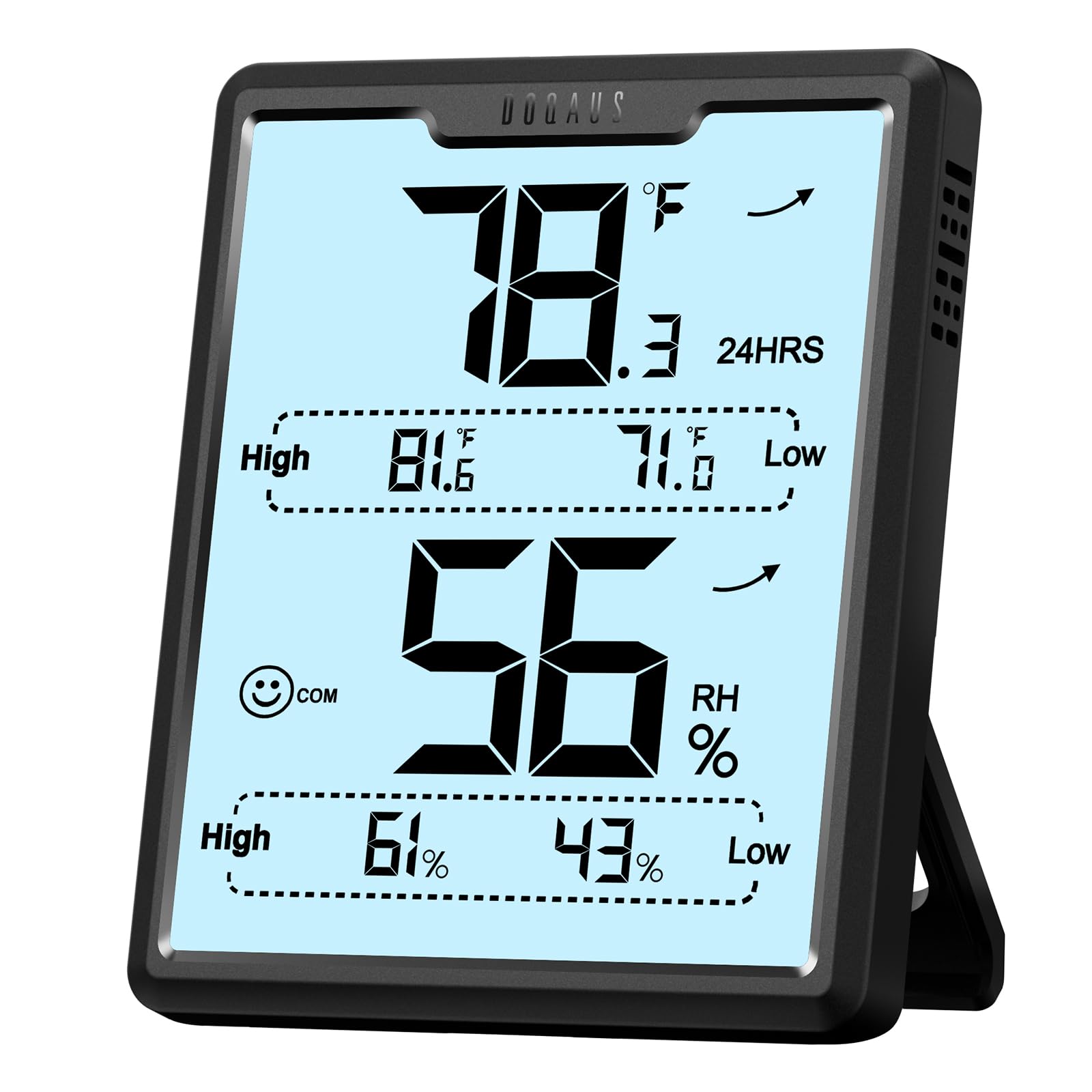 DOQAUS digital hygrometer with large LCD display for quick room condition readings