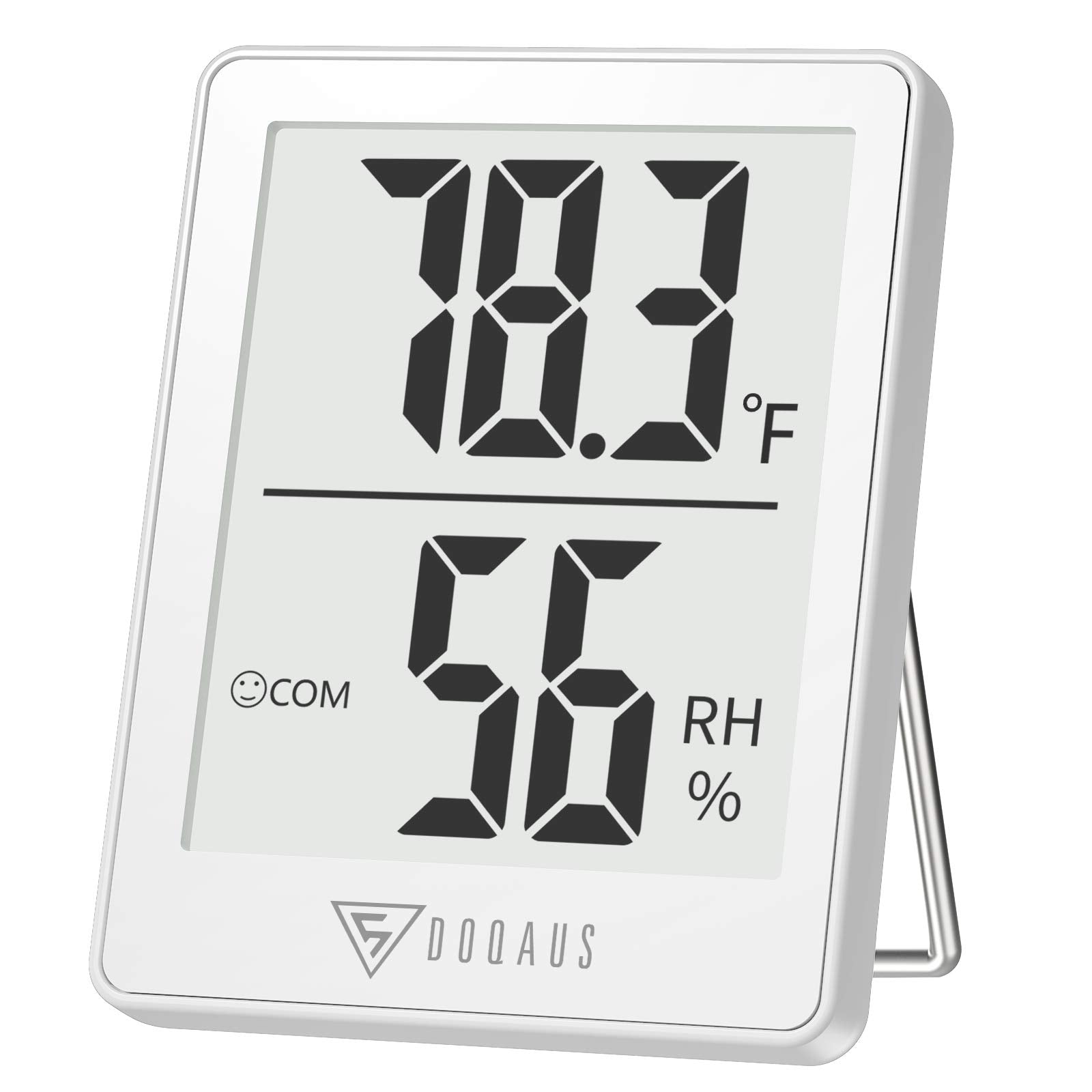 DOQAUS Digital Hygrometer LCD display shows precise temperature and humidity at a glance.