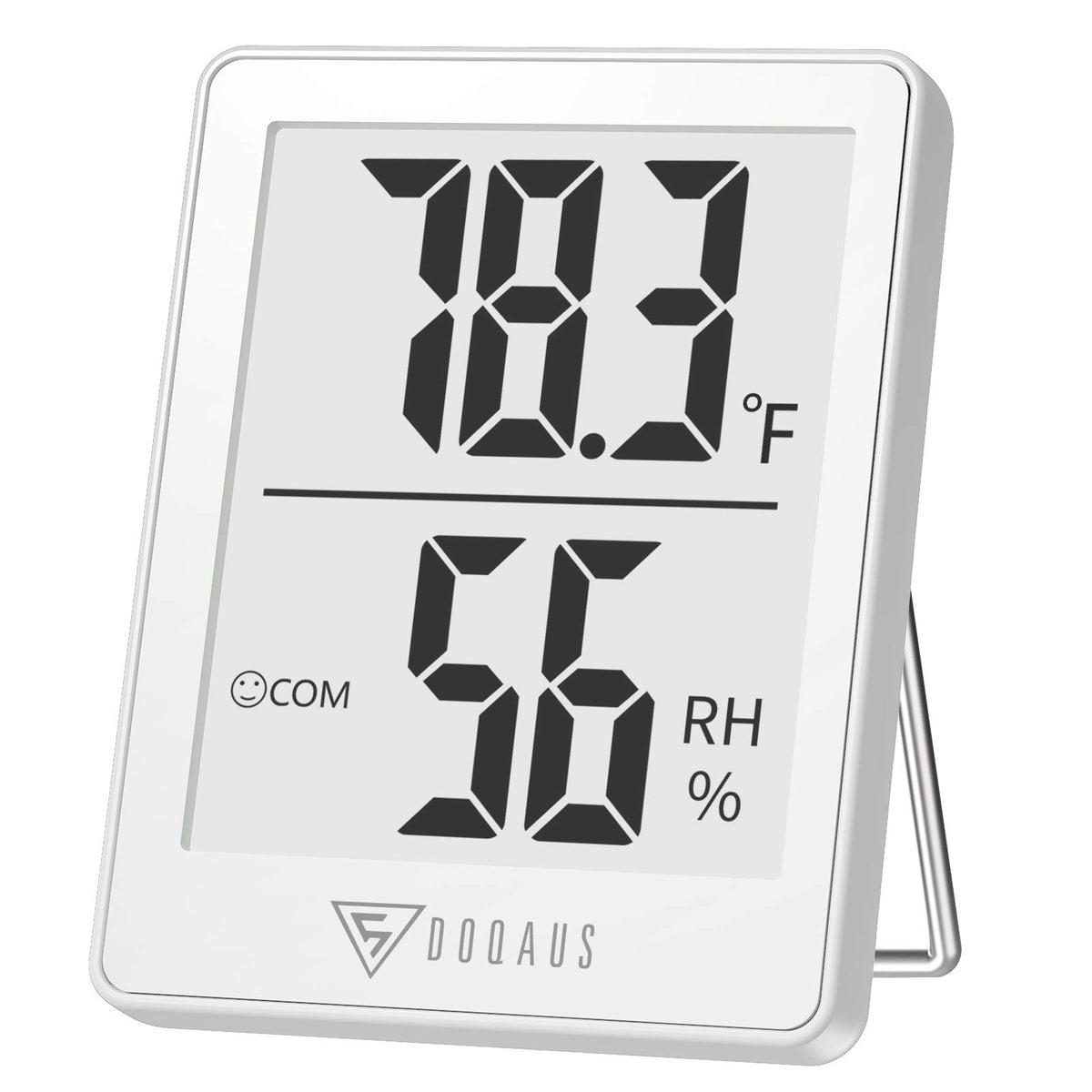 DOQAUS Digital Hygrometer LCD display shows precise temperature and humidity at a glance.
