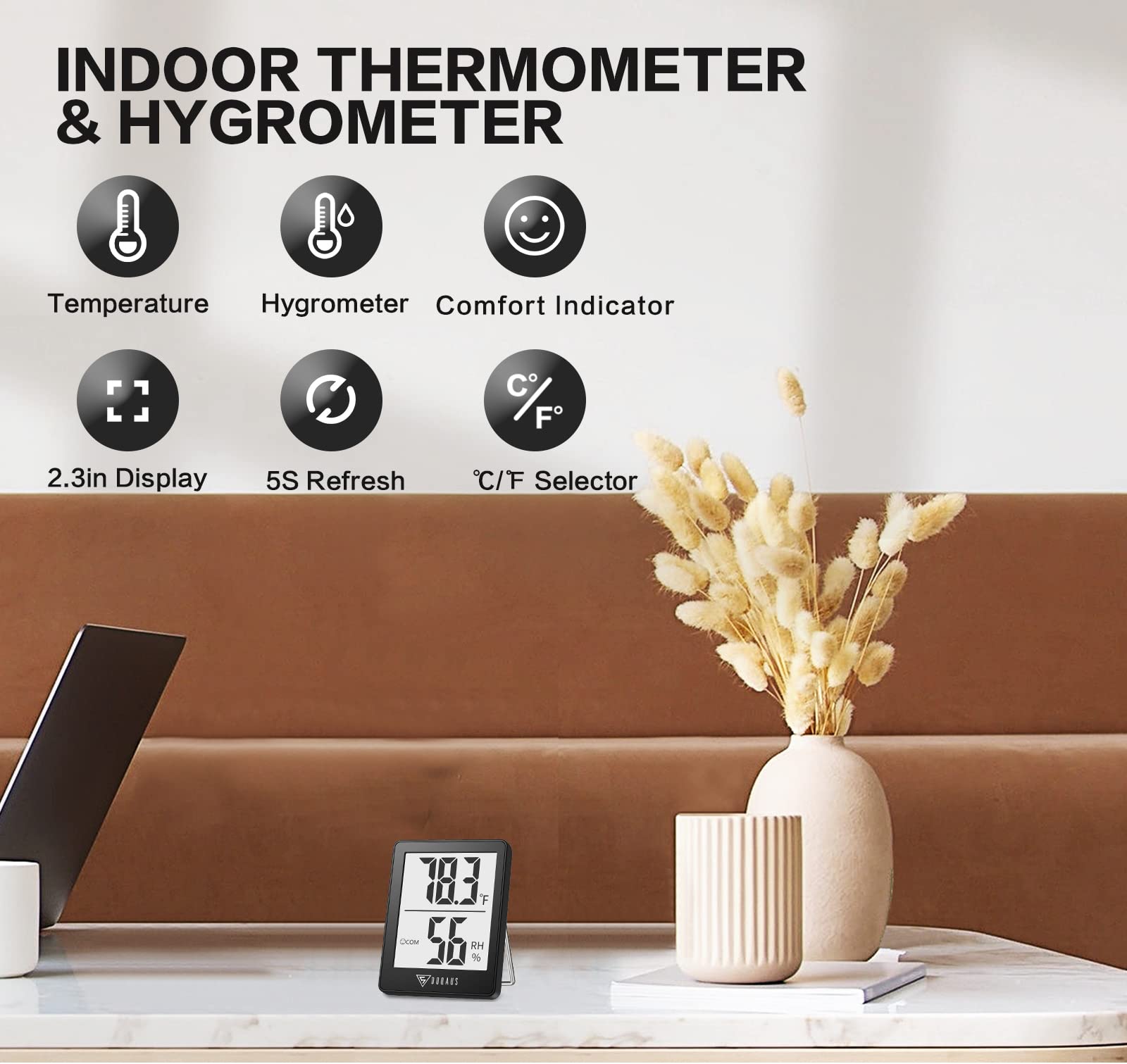 DOQAUS humidity meter 2-pack digital display shows quick readings