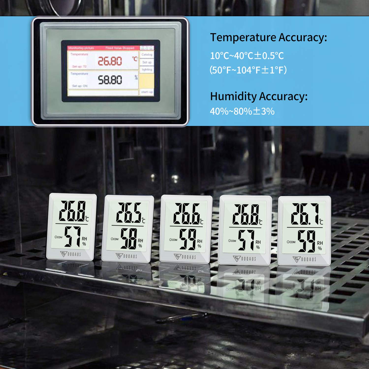 DOQAUS switch between Celsius and Fahrenheit for quick readings.
