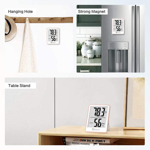 DOQAUS three mounting options let you place it on a table, wall, or magnet.