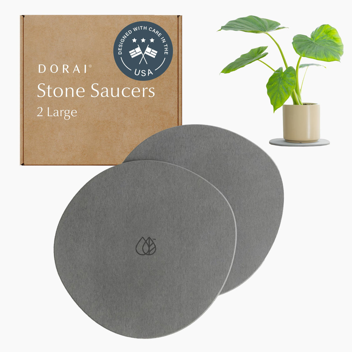 Dorai stone plant saucer duo trays 11.8 inches for quick water drainage