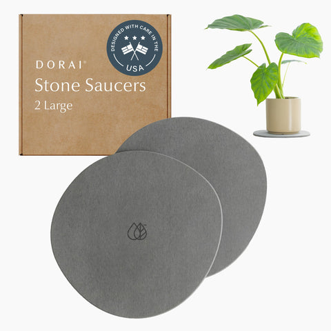 Dorai stone plant saucer duo trays 11.8 inches for quick water drainage