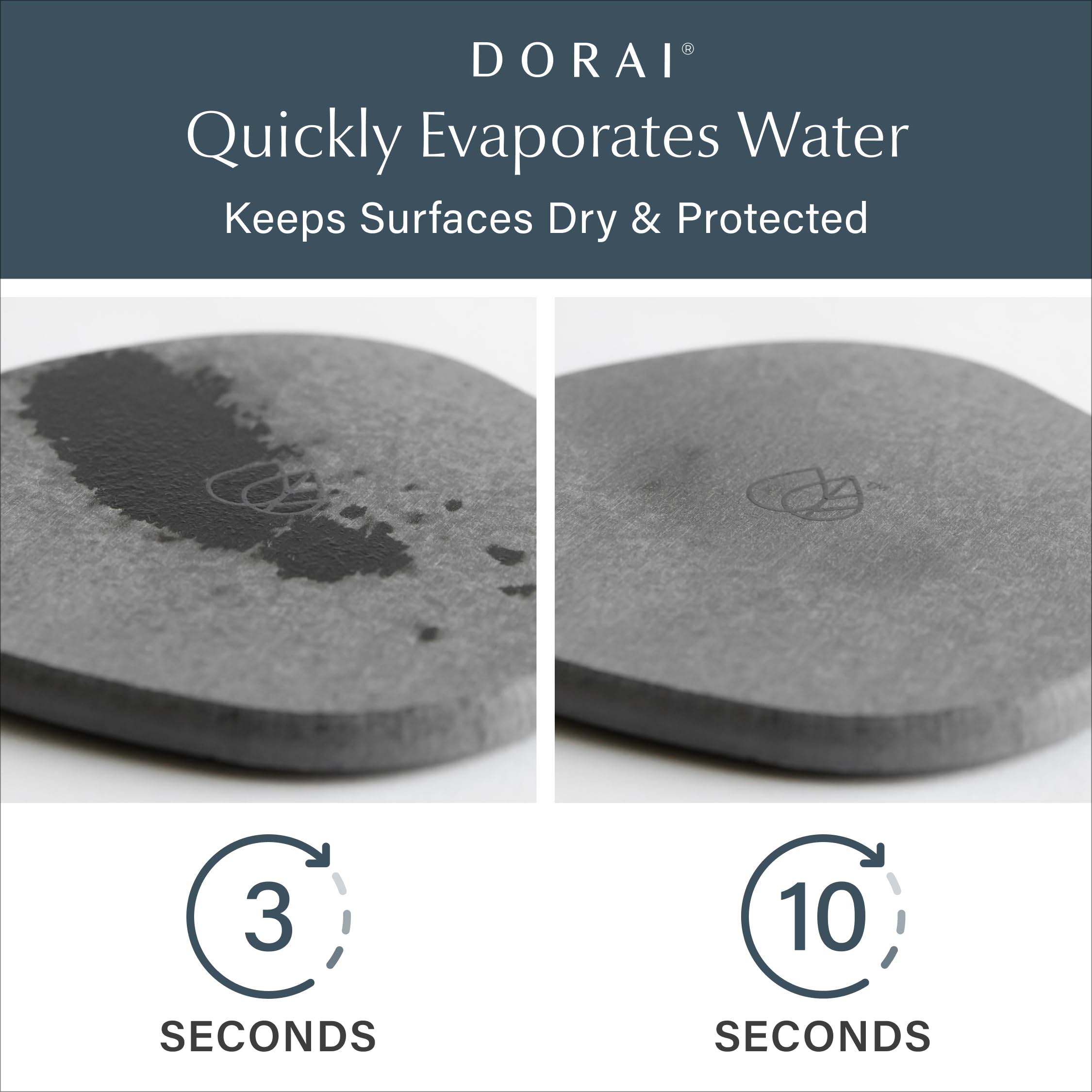 Dorai stone saucer with rubber feet for stable pot placement