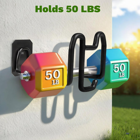 Neat backyard with Dorblely hose holder organizing hoses and tools