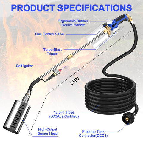 Dorloti heavy‑duty torch delivering up to 3600°F heat