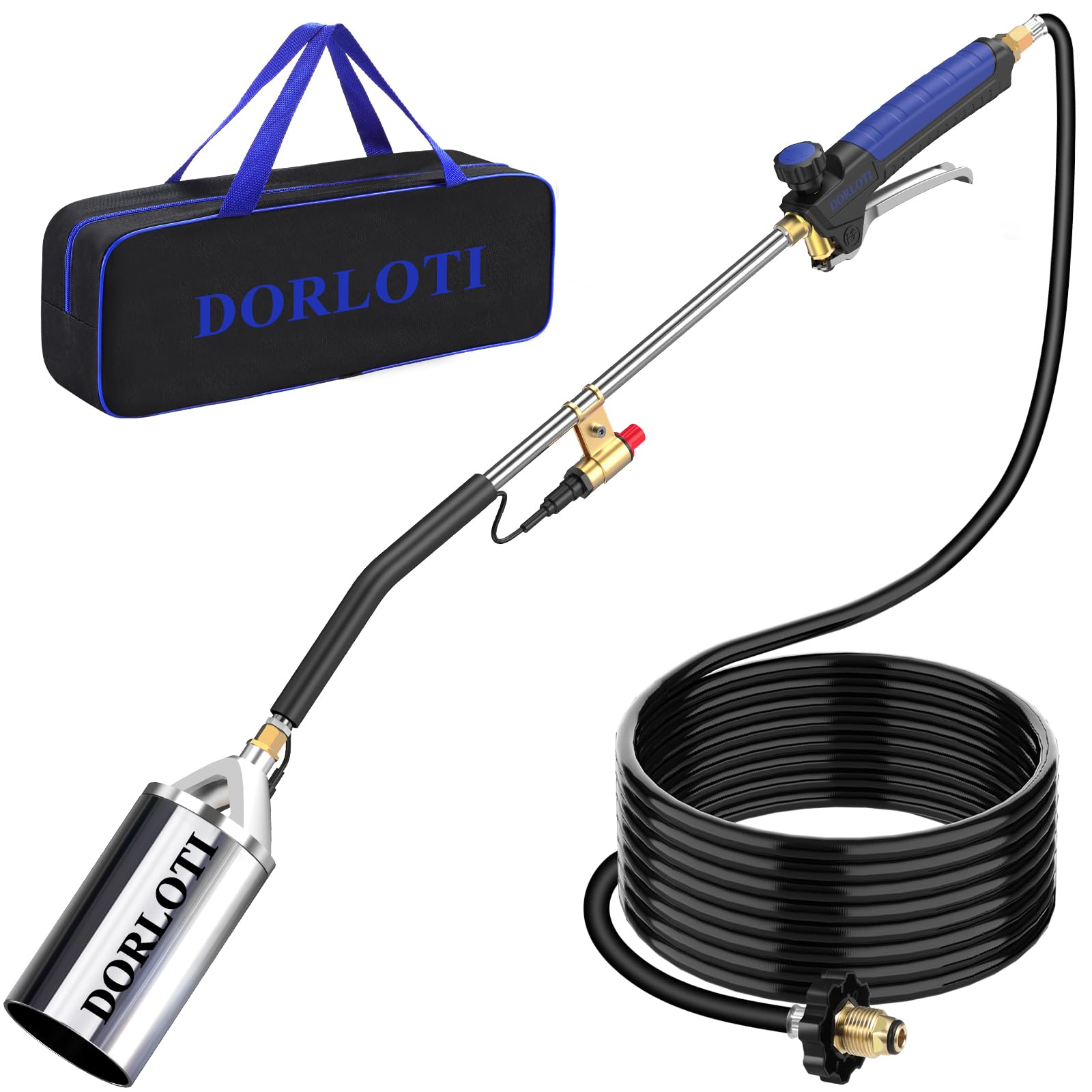 DORLOTI Propane Torch Weed Burner with storage bag for easy transport.