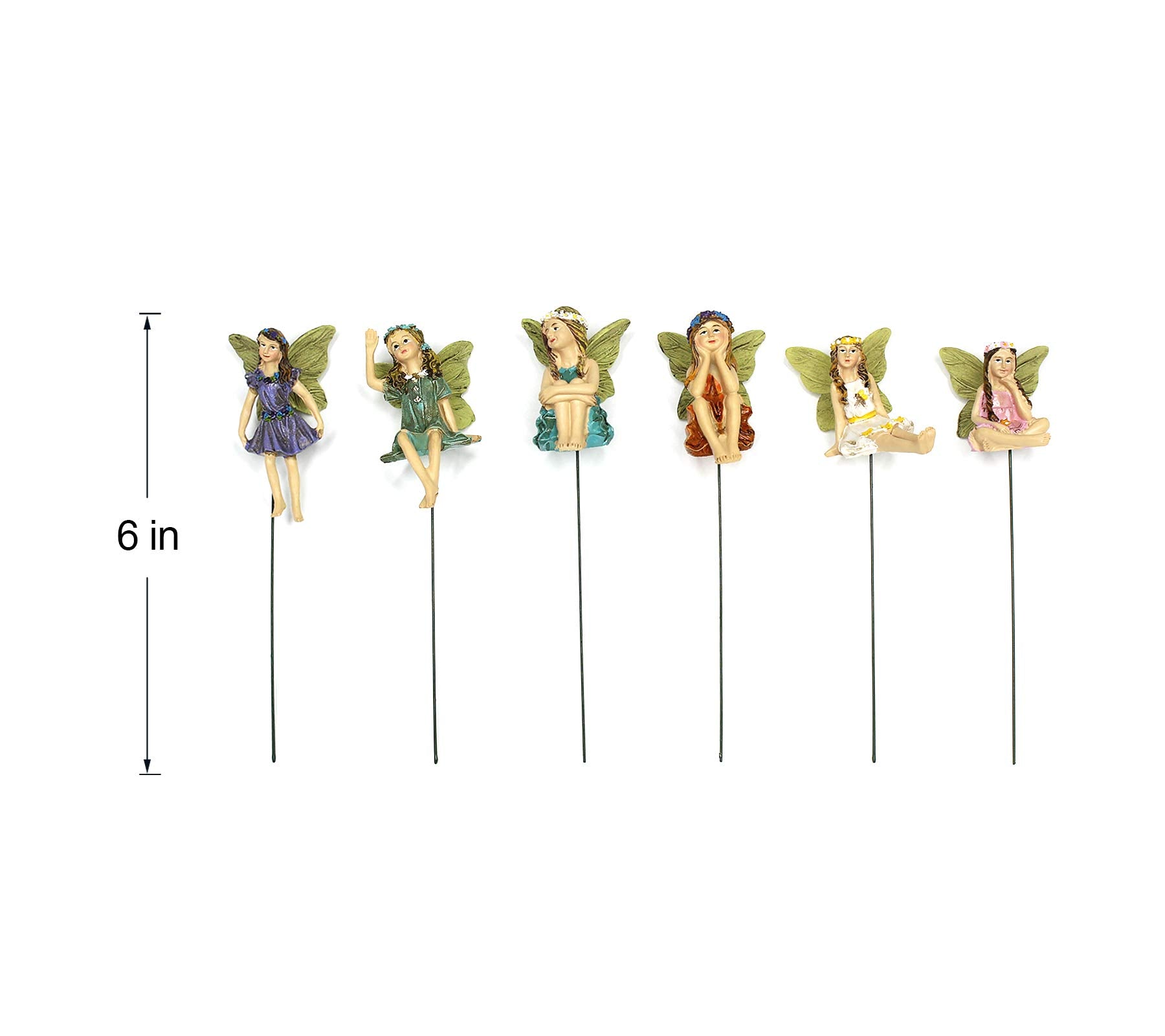 Dorlotou six-piece fairy set ideal for seasonal displays and planters.