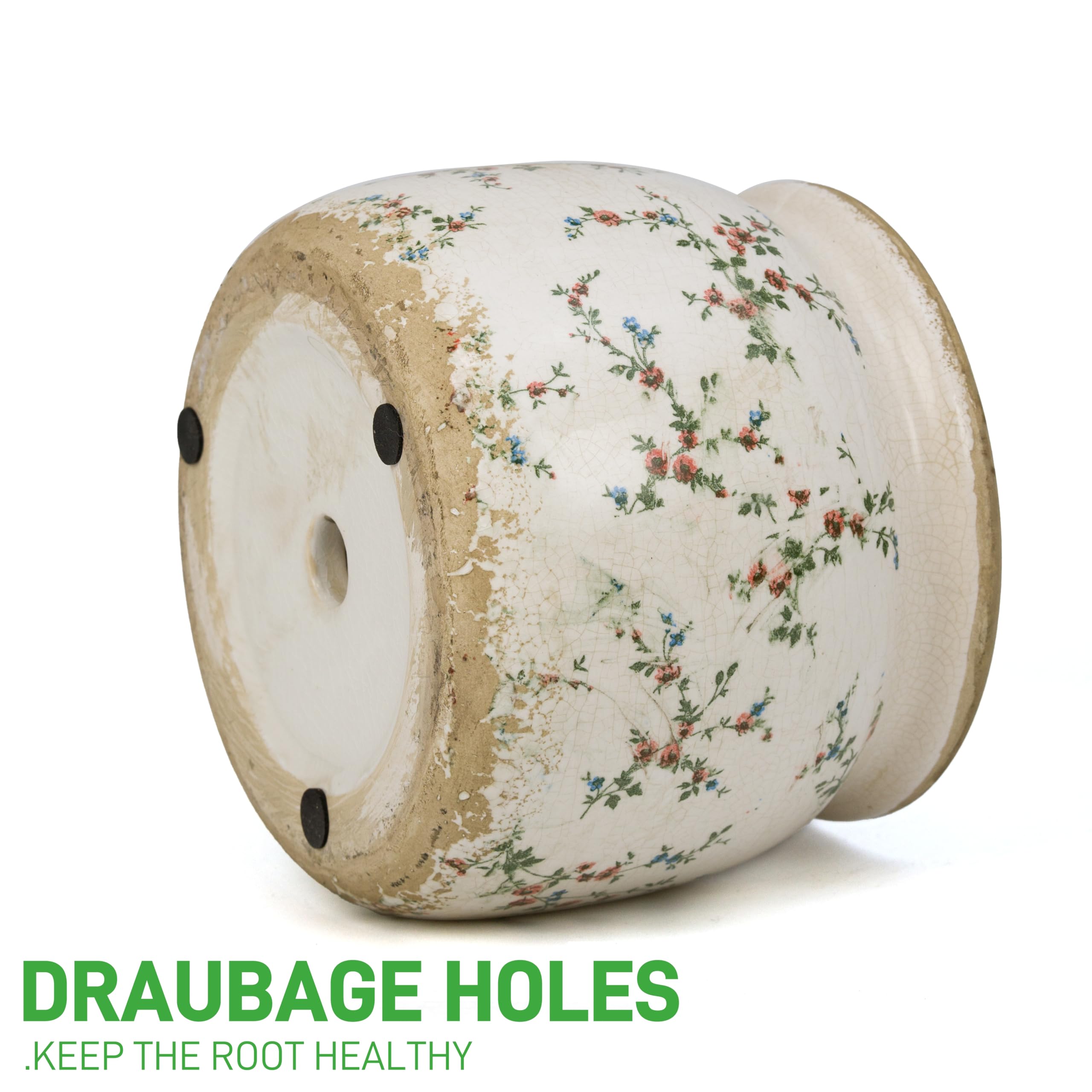 Dosayes flower pot close-up shows floral pattern and craftsmanship