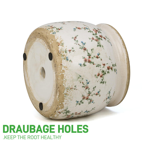 Dosayes flower pot close-up shows floral pattern and craftsmanship
