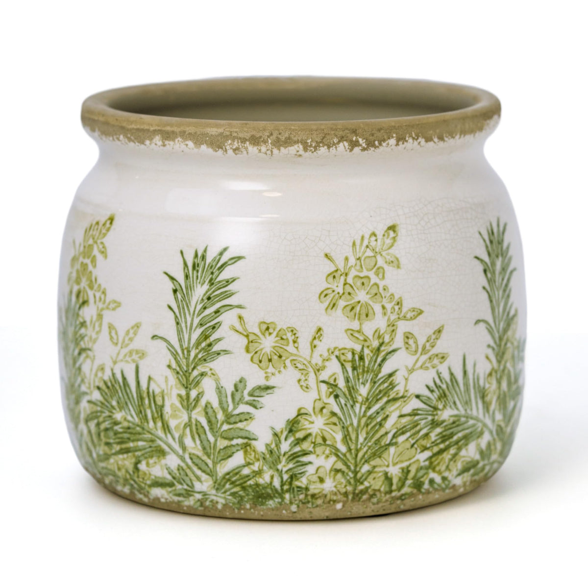 Dosayes vintage ice crackle pot closeup highlighting texture and charm