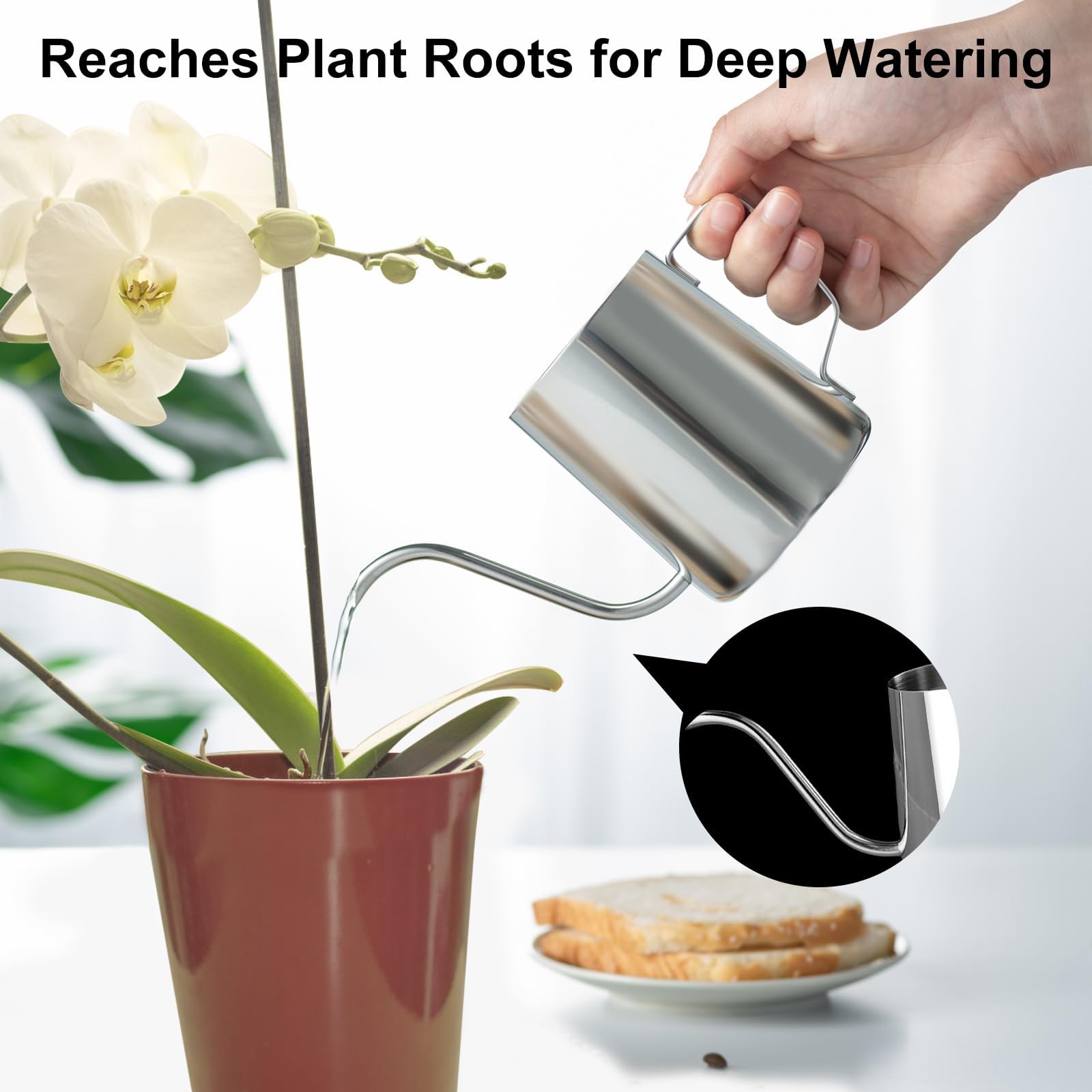 Doseno ergonomic handle provides comfortable, controlled watering.