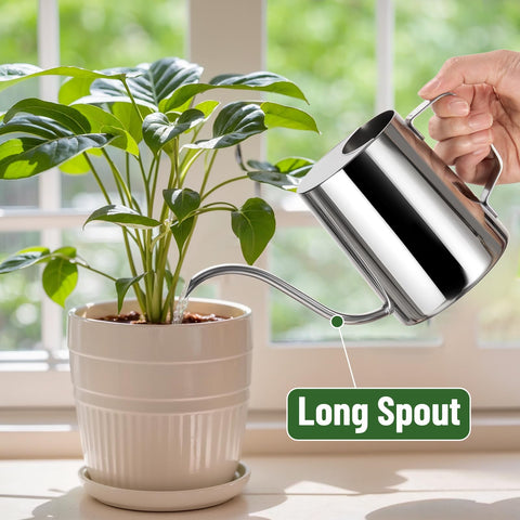 Doseno ergonomic handle watering can offers comfortable pouring for plants.