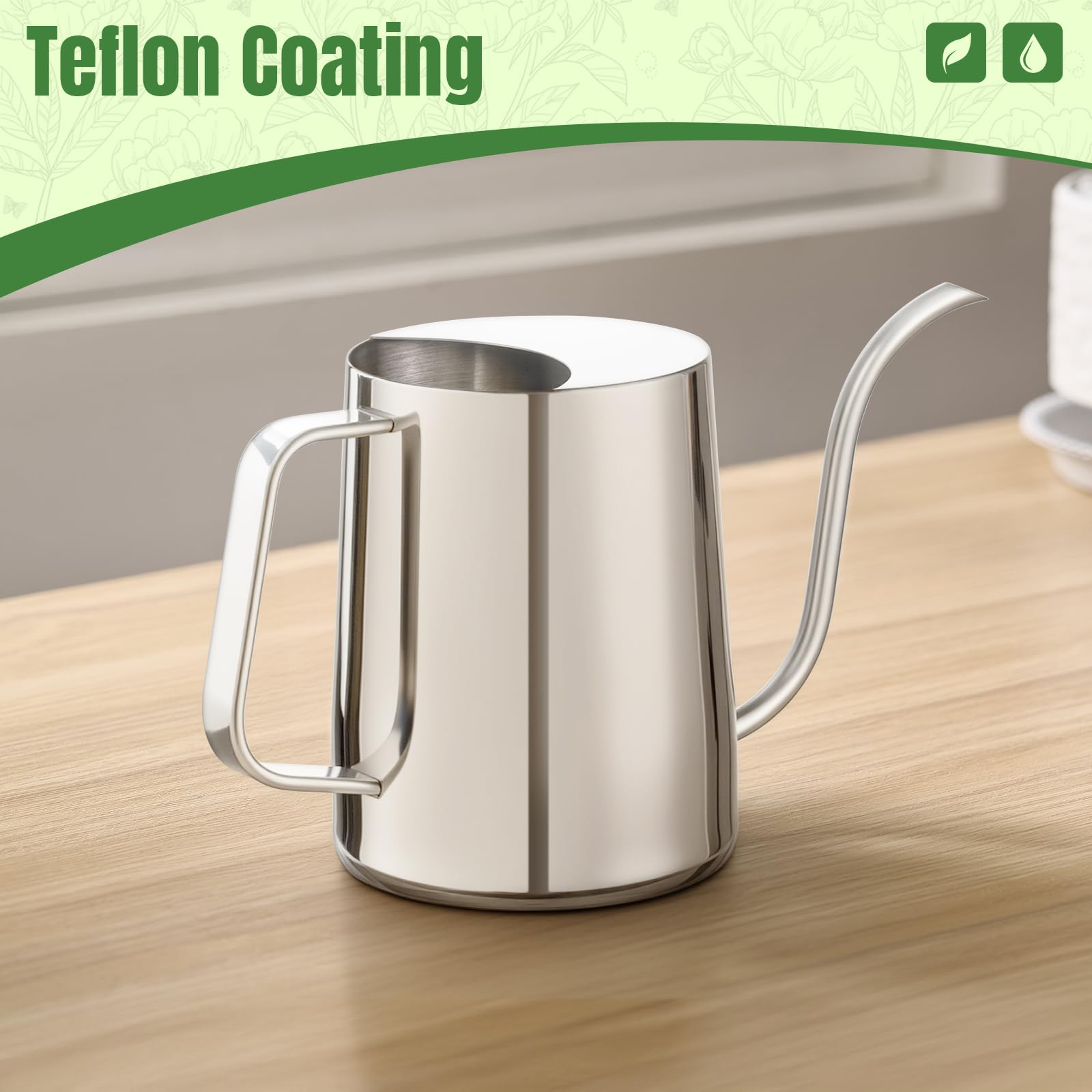 Rust-resistant finish detail on Doseno watering can
