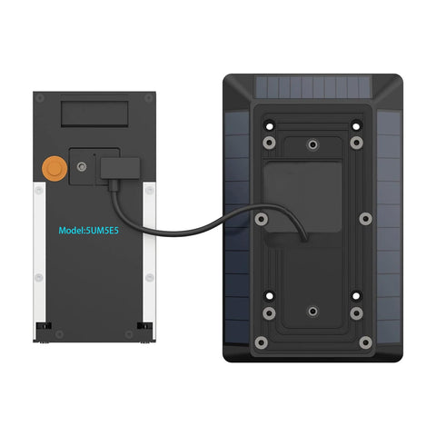 Dosili solar charger with micro-USB connector on Ring 2nd Gen enables secure mounting and charging.