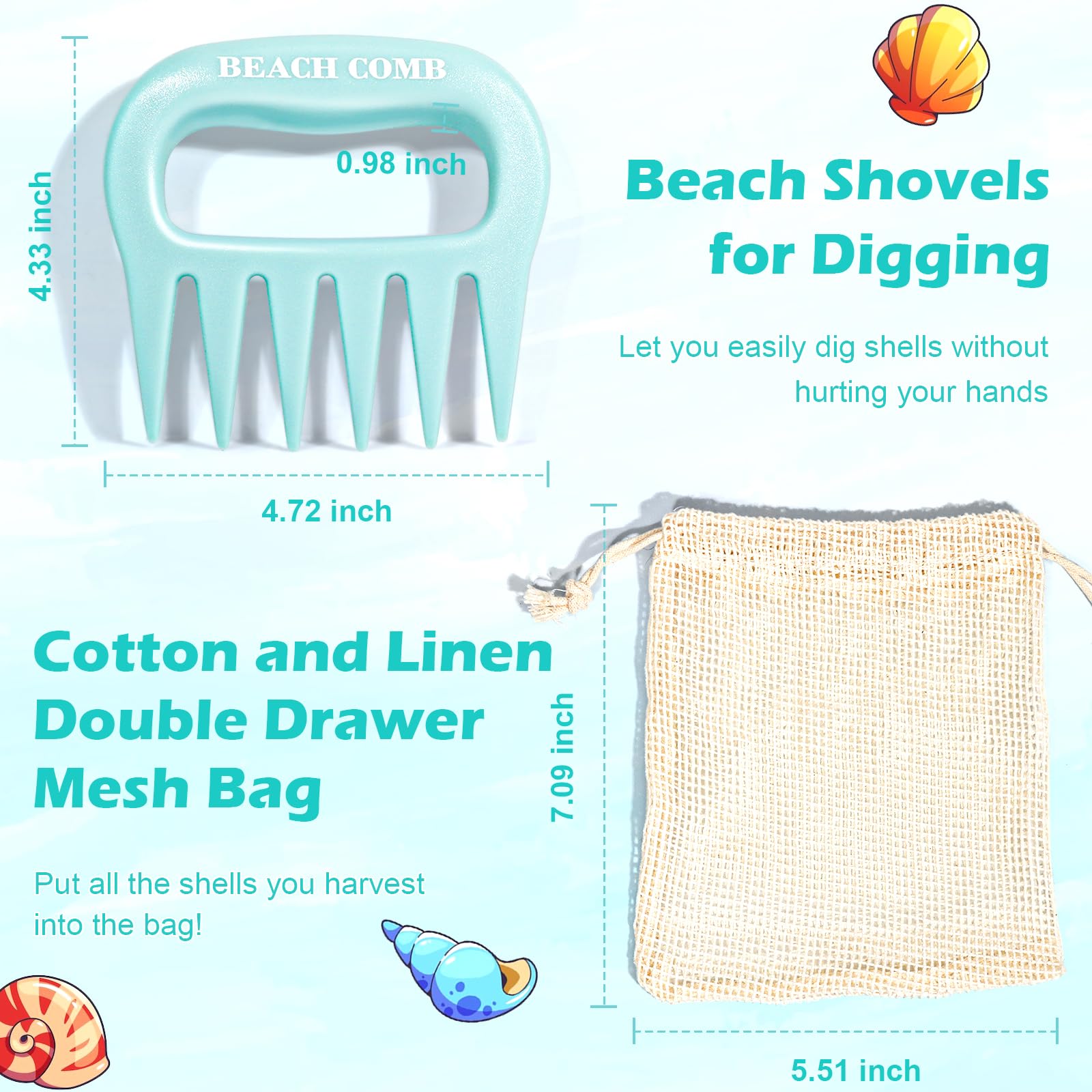 DOSTATNI sand flea rake beach tools for sea glass gathering