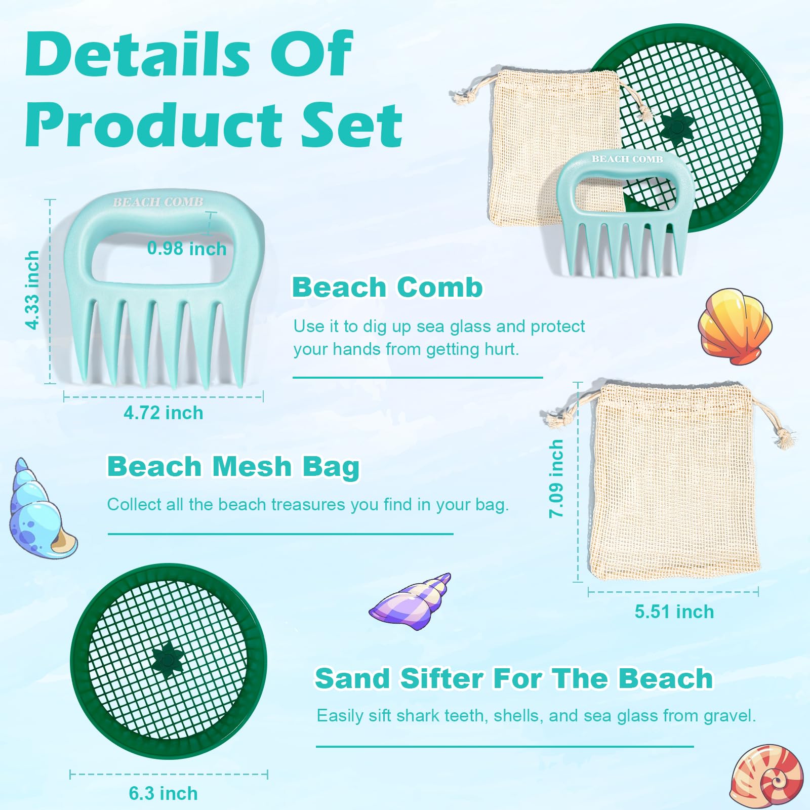 DOSTATNI sand flea rake with ergonomic handle for easier beach digging