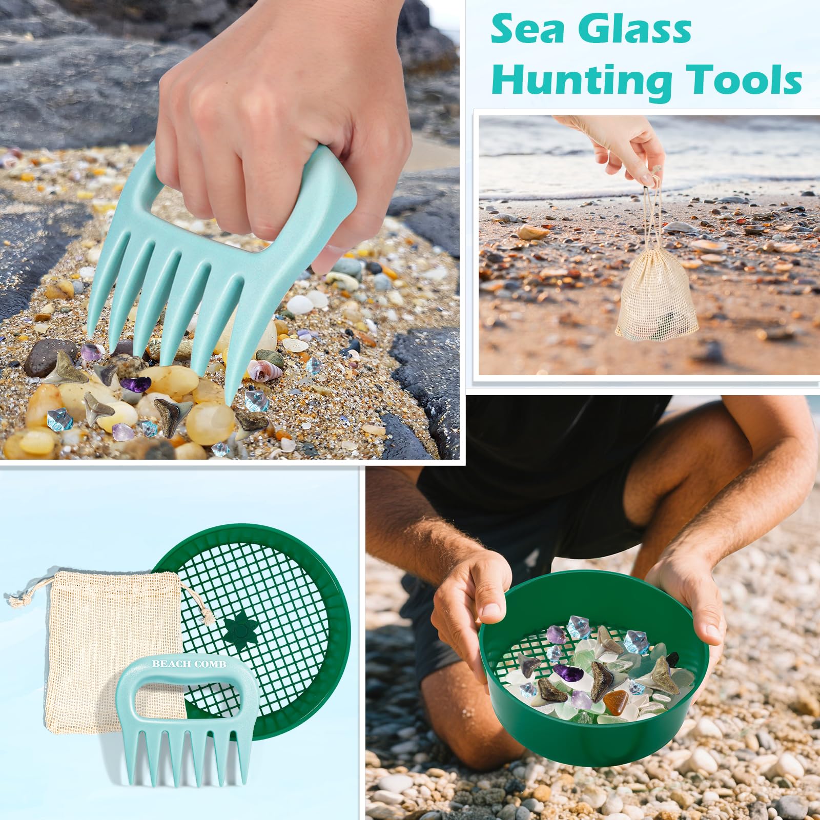 DOSTATNI shell scooper shown on sand for quick cleanup and discovery
