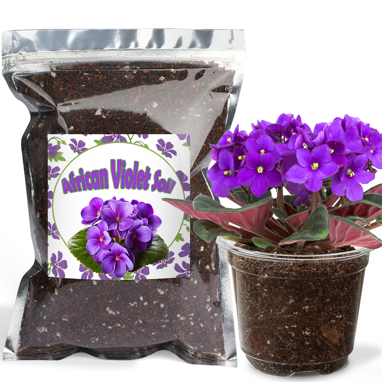 Doter African Violet Potting Mix bag side view promoting healthy root growth
