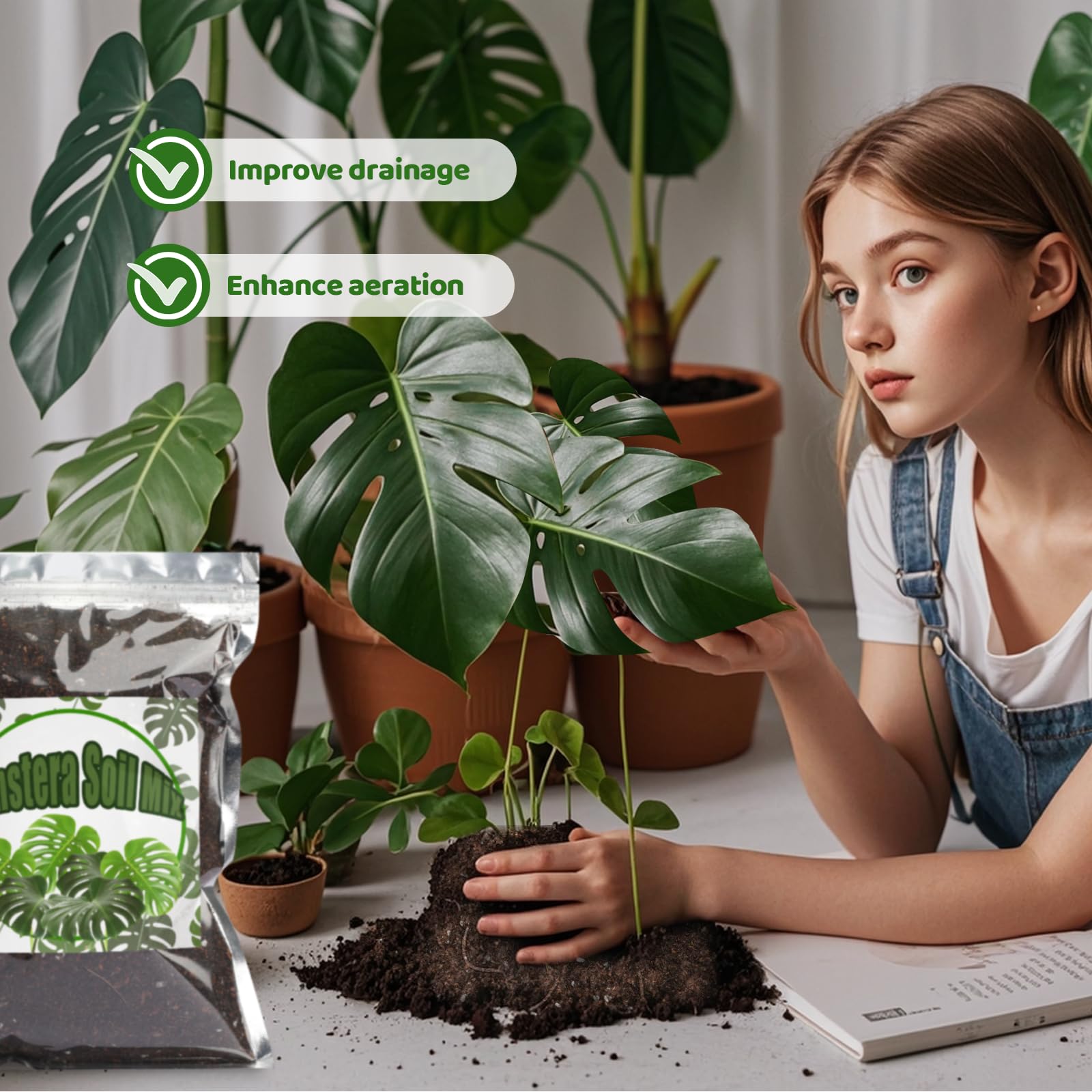 Doter Monstera Potting Soil is pH optimized for tropical plants to aid nutrient uptake
