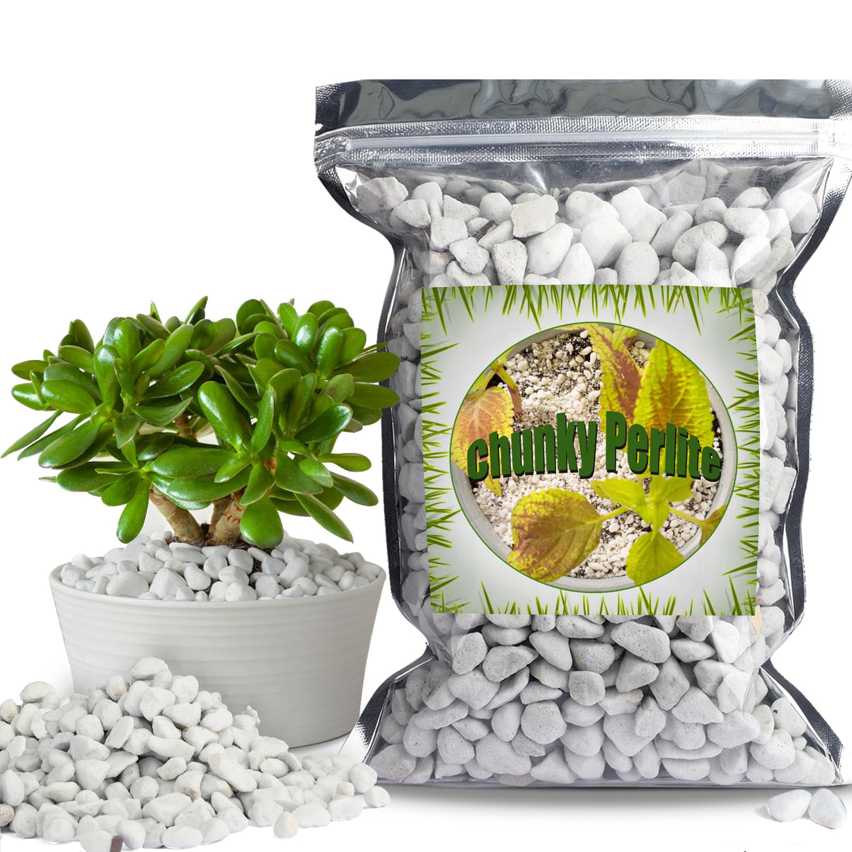 Doter Organic Chunky Perlite showing large 1-2 cm particles for drainage.