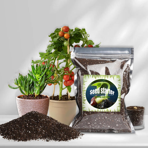 Doter seed starter ingredients close-up highlights balanced organic matter for healthy seedlings.