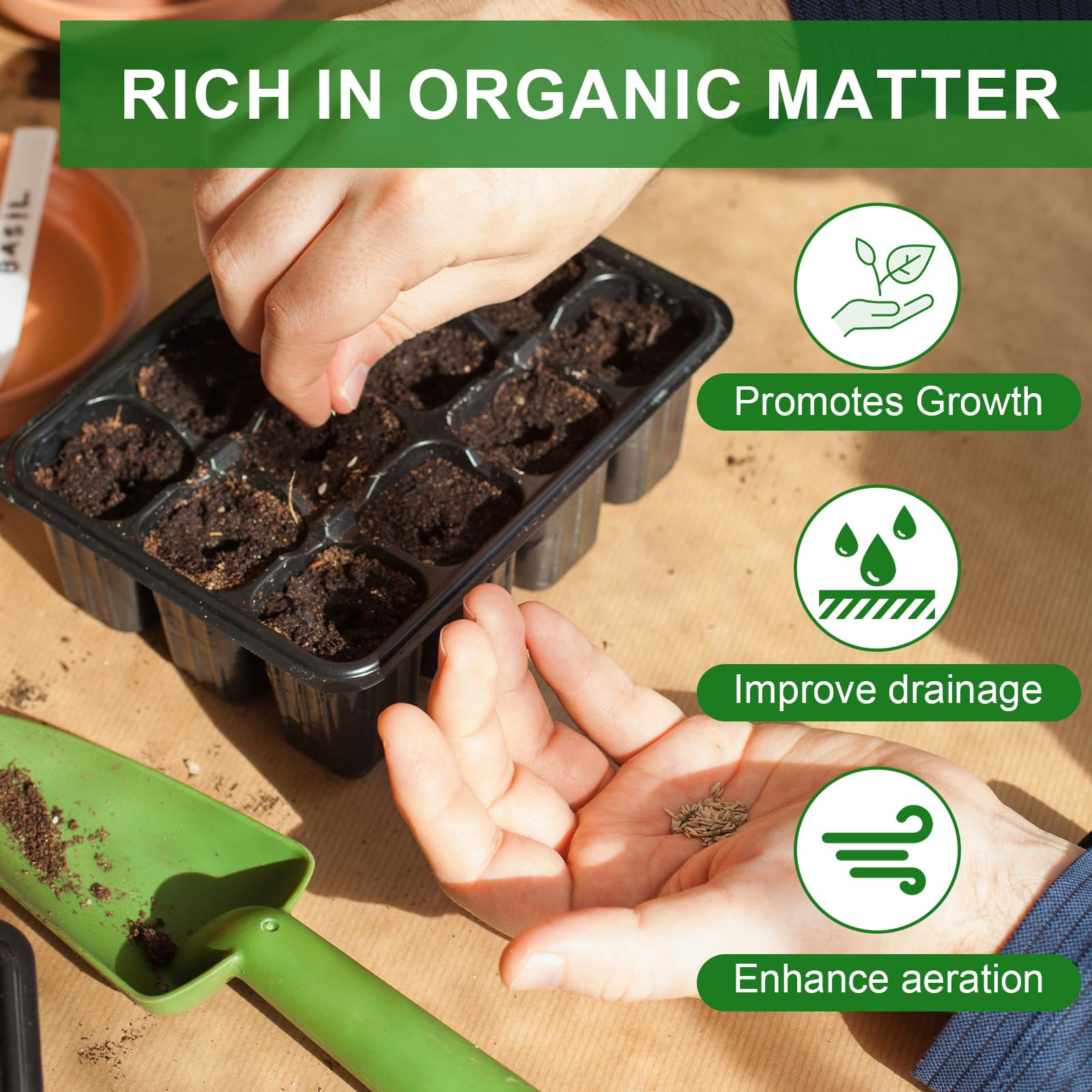 Doter Seed Starter Mix pH-balanced formula suits diverse seeds.