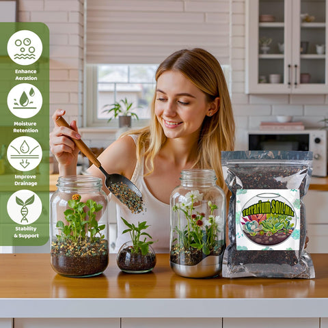 Doter Terrarium Moisture Balance demonstrates retention for hydrated plants.