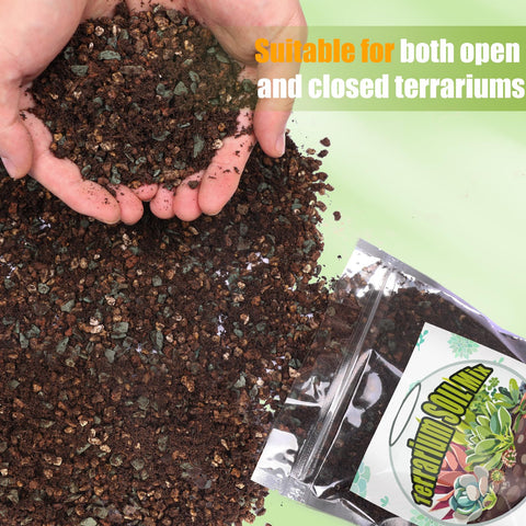 Doter terrarium soil mix packaging close-up showing a ready-to-use blend.