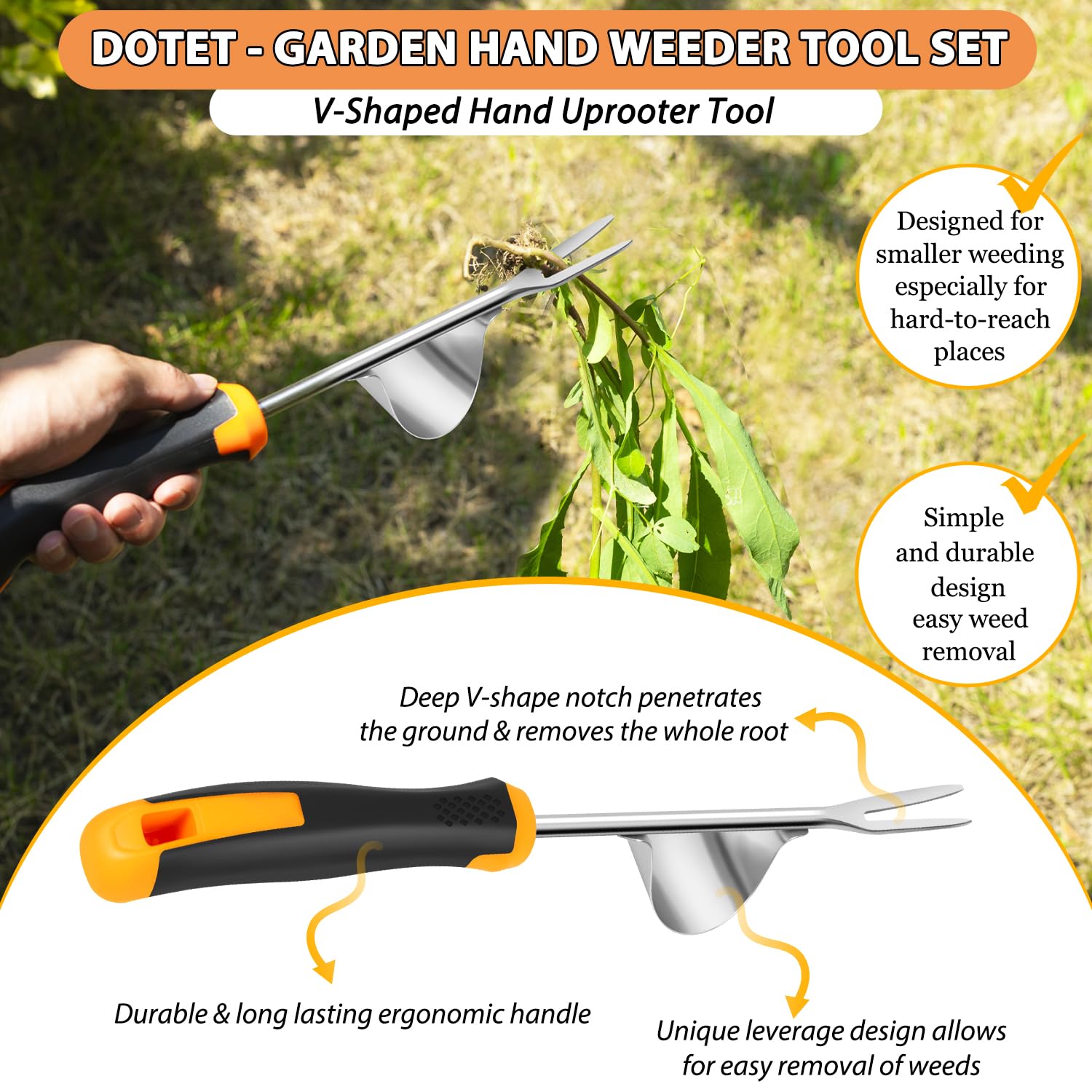 Dotet L-shaped crack weeder edges between pavers with precision.