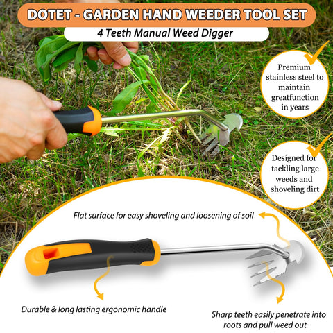 Dotet V-shaped hand weeder digs to the root with controlled leverage.