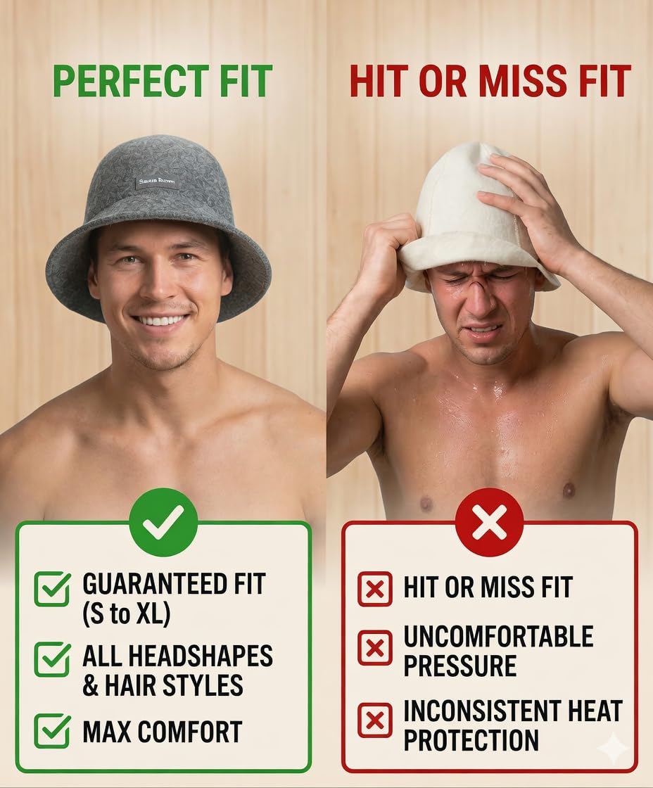 Adjustable Natural Wool Sauna Hat provides extra insulation for longer sessions.