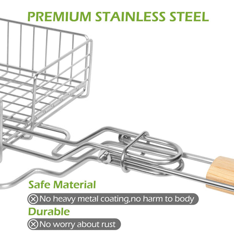 Double Two grill basket with adjustable cover for precise cooking thickness.