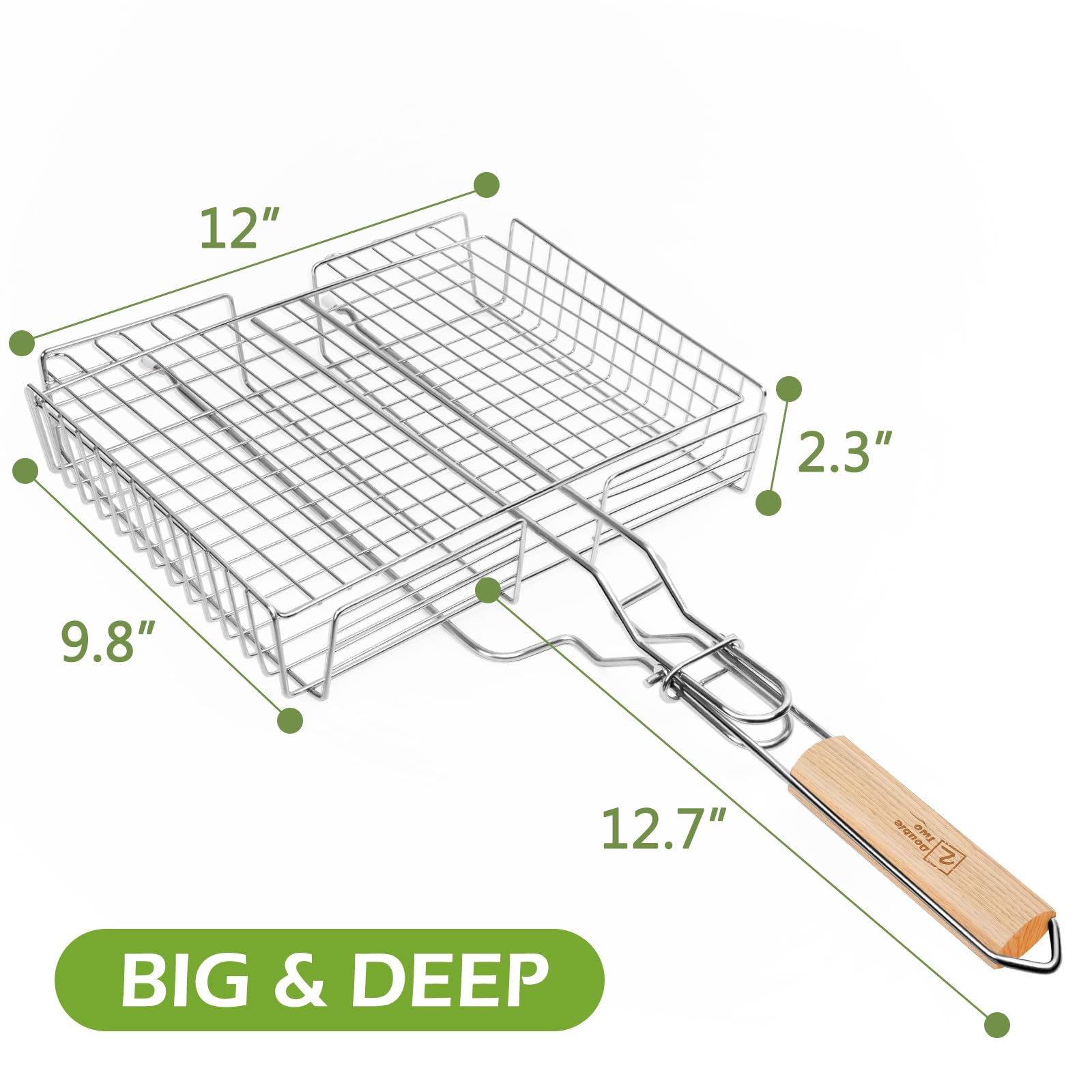 Double Two rustproof stainless steel basket built for high heat and durability.