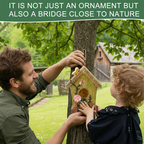 DoubleFill multicolor birdhouse enhances garden ambiance and wildlife watching.