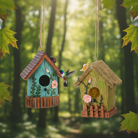 DoubleFill ready-to-hang birdhouse adds whimsy to patios and yards.