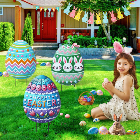 DoubleFill bunny metal yard stake adds whimsical garden charm