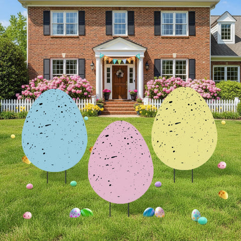 DoubleFill Easter egg yard stake 3D design brightens outdoor spaces for spring decor.