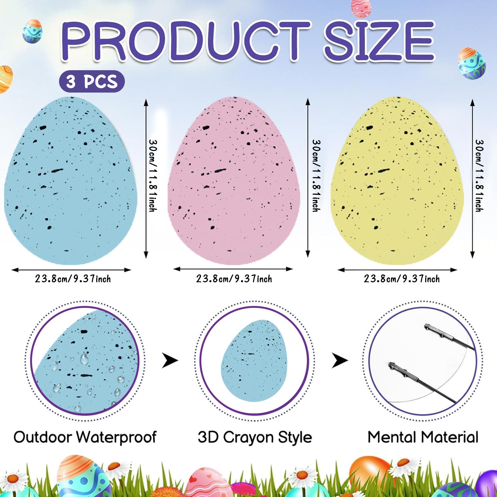 DoubleFill Easter egg yard stake ideal size fits gardens and lawns perfectly.