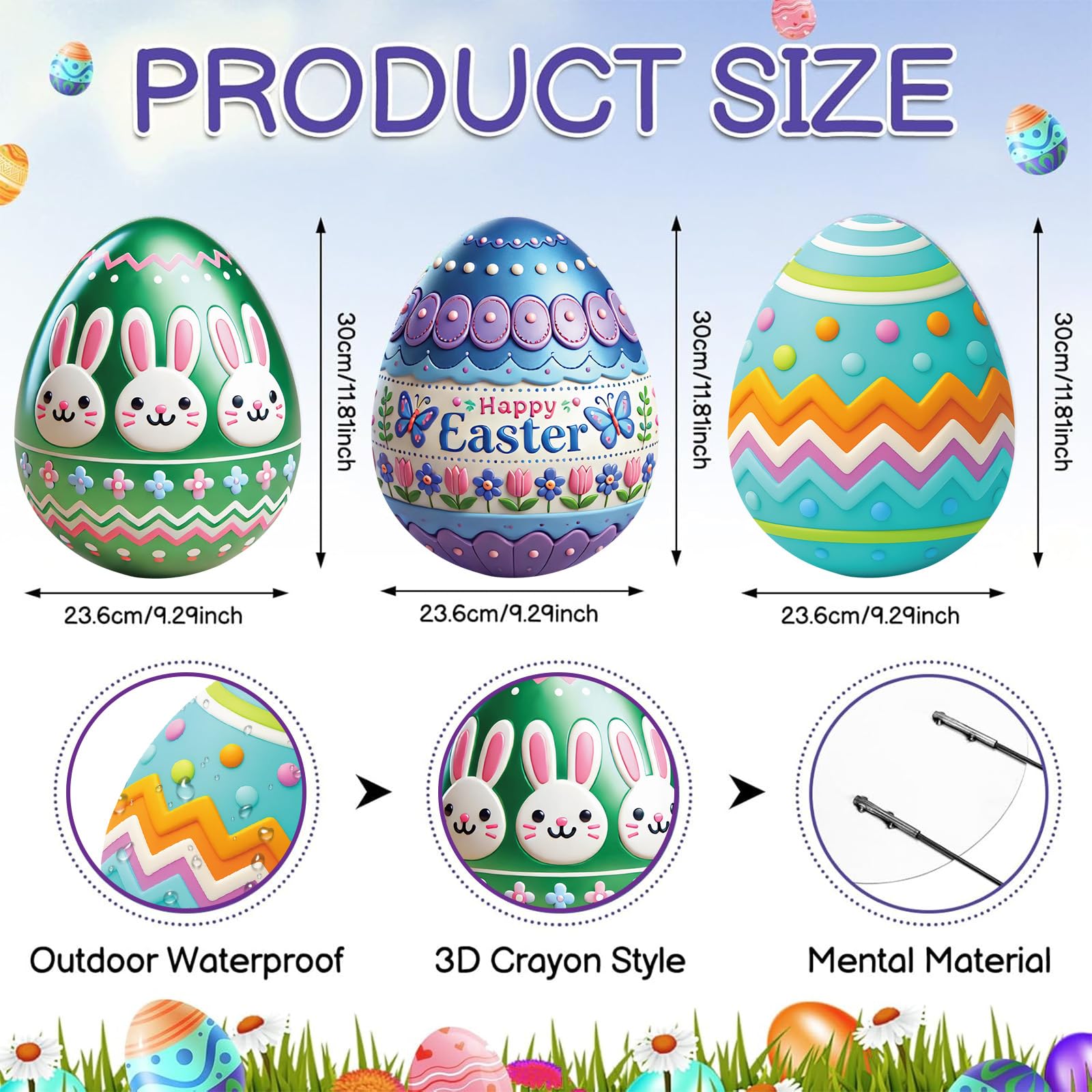 DoubleFill 3D Easter egg yard stake in pattern medley adds festive charm