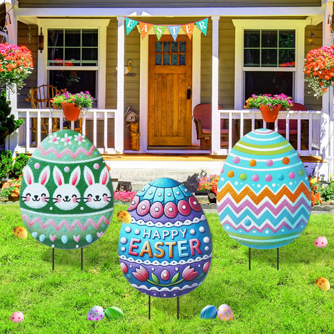 DoubleFill crayon-style Easter egg 3D yard sign brightens outdoor spaces