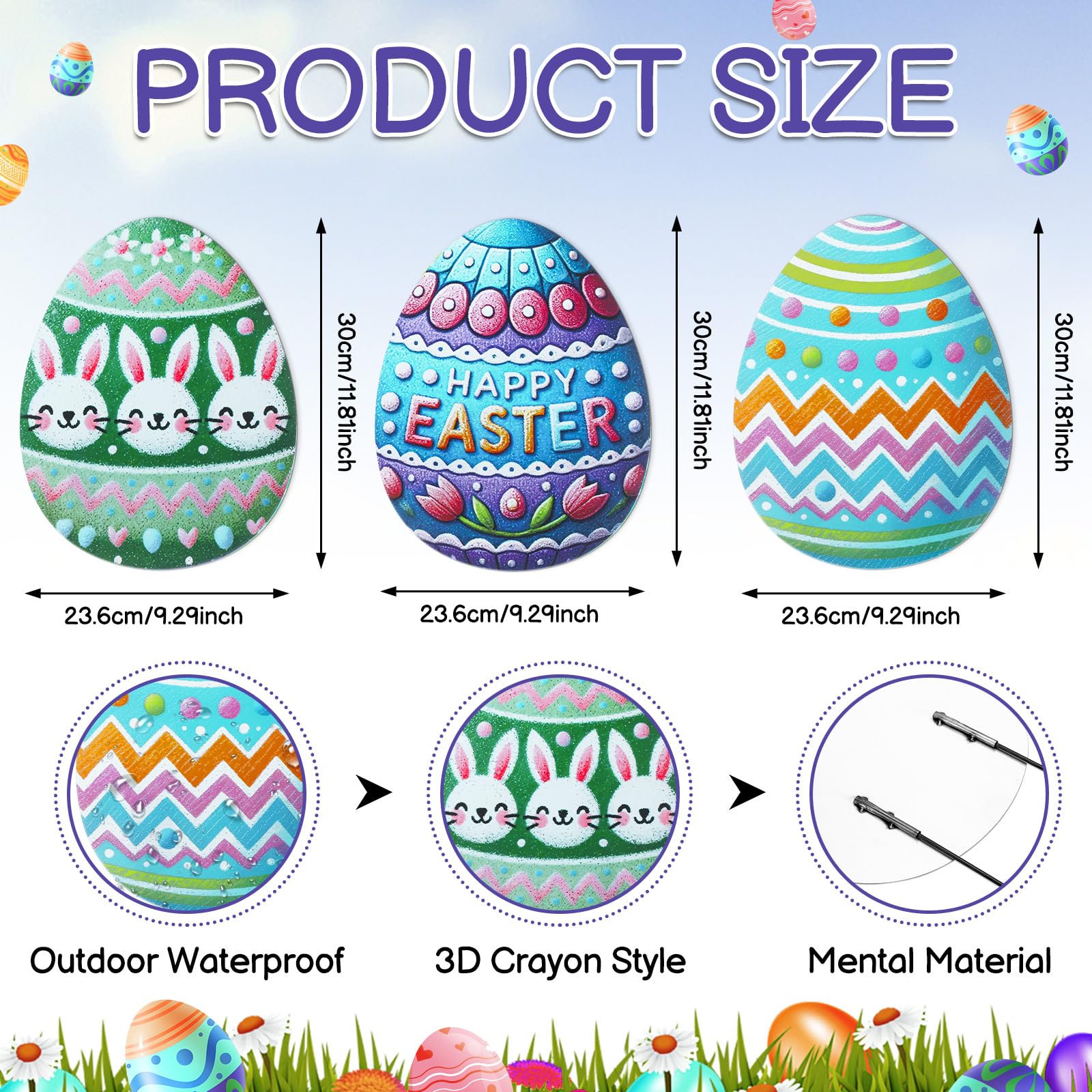 DoubleFill crayon-style Easter egg 3D yard sign vivid outdoor decor