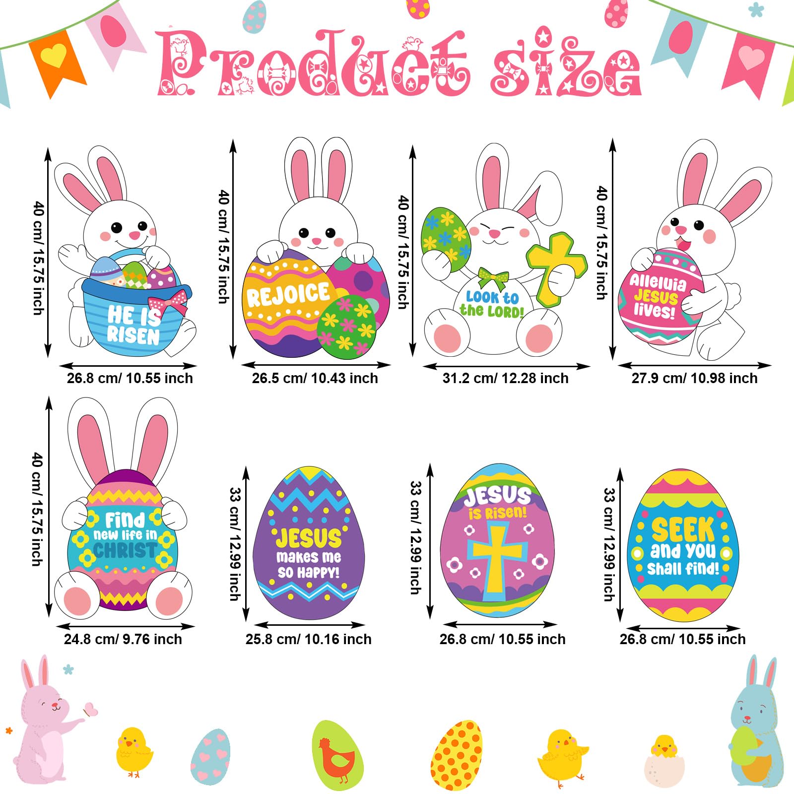 DoubleFill Easter yard sign with eggs for festive garden display.