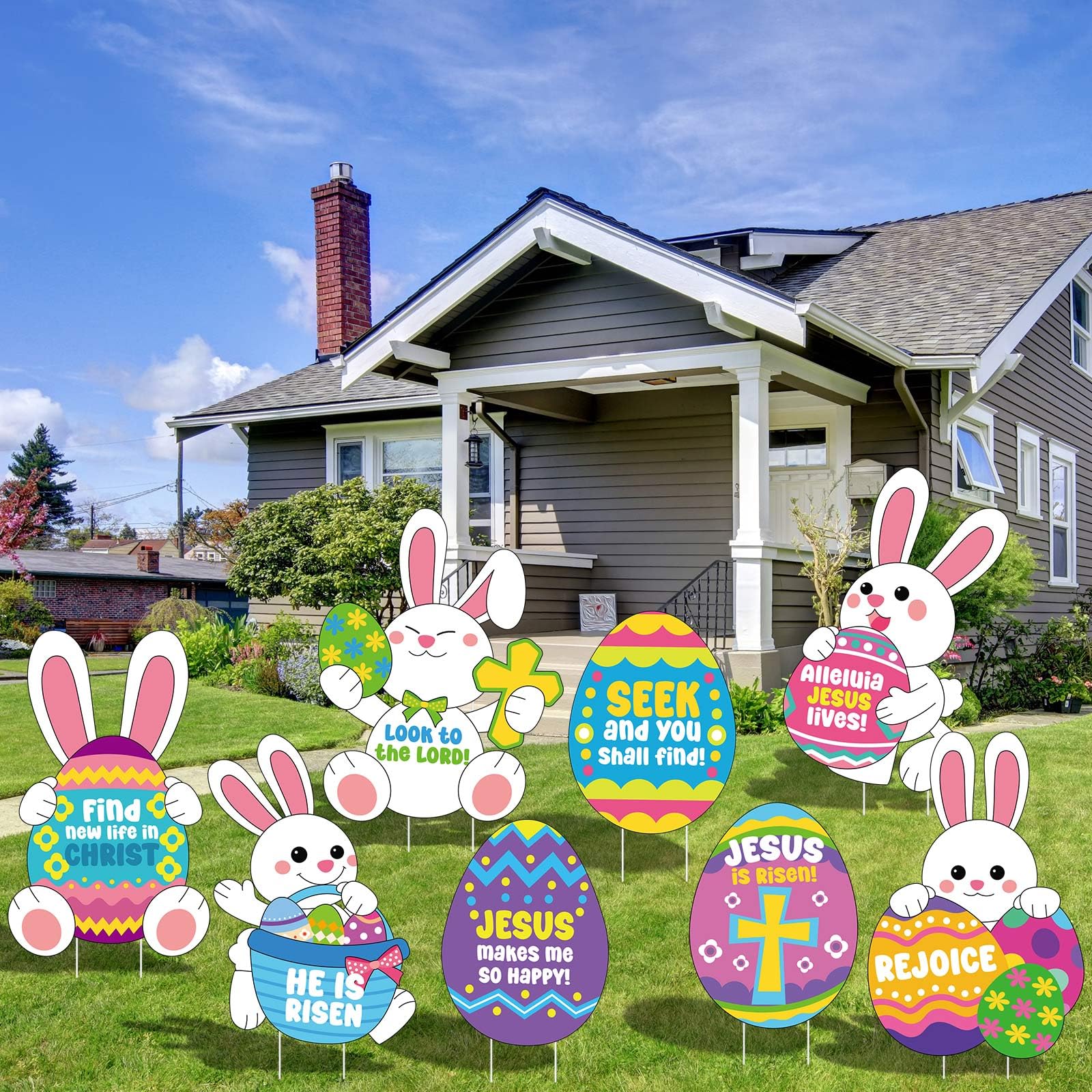 DoubleFill stake kit for Easter yard signs with easy ground insertion.