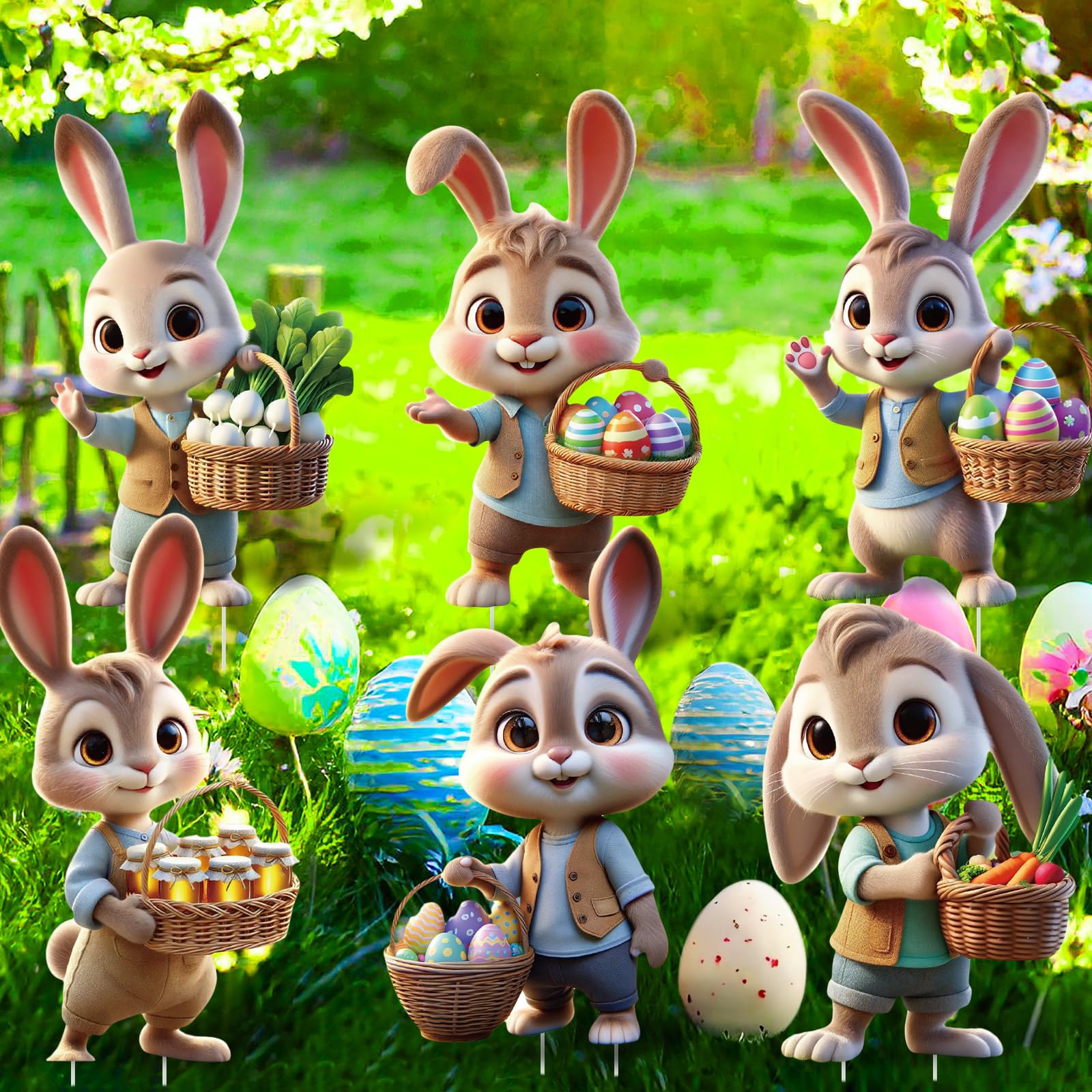DoubleFill durable 3D bunny signs for garden or patio displays.