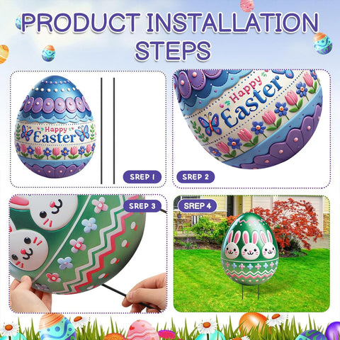 DoubleFill weatherproof metal Easter egg yard stake withstands outdoor conditions
