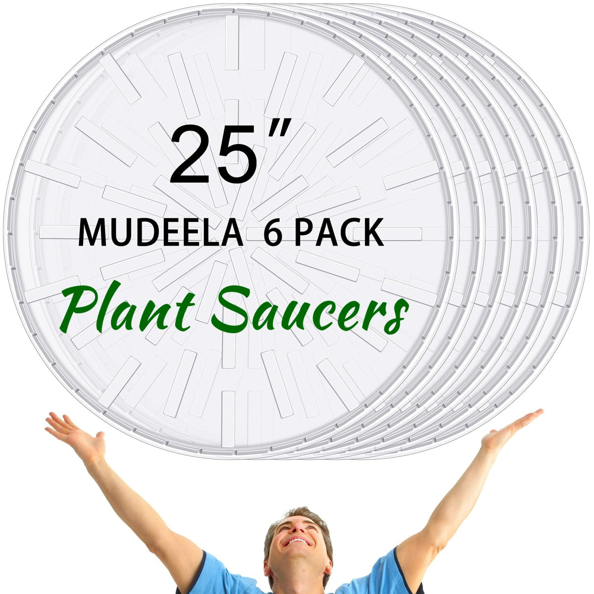DoubleFill plant saucer 25-inch diameter protects floors by catching excess watering.